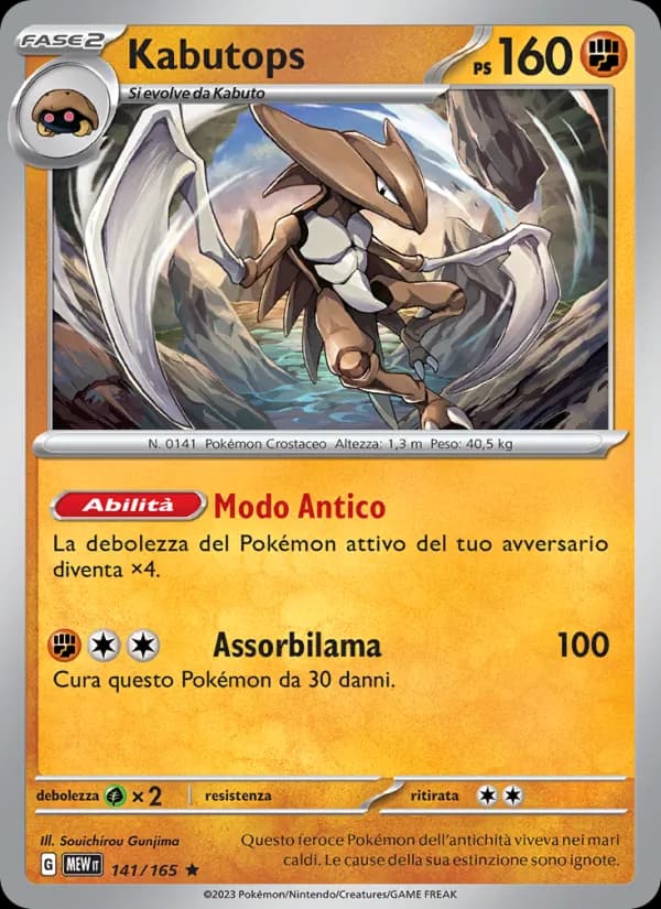 Kabutops card in Italian