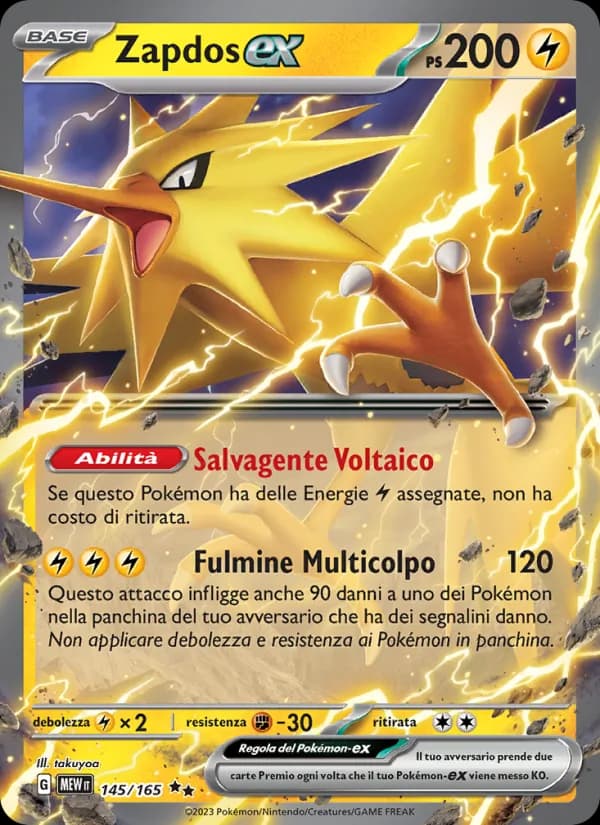 Zapdos-ex card in Italian
