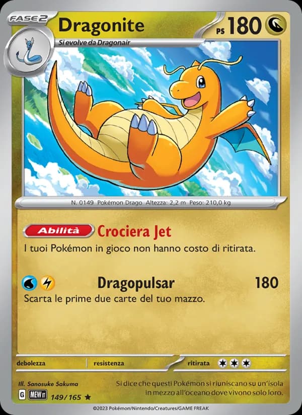 Dragonite card in Italian