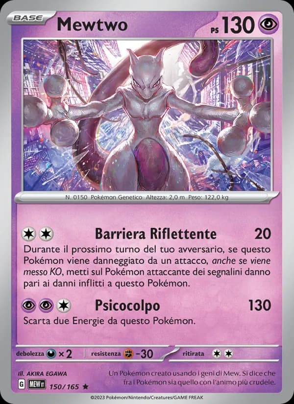 Mewtwo card in Italian
