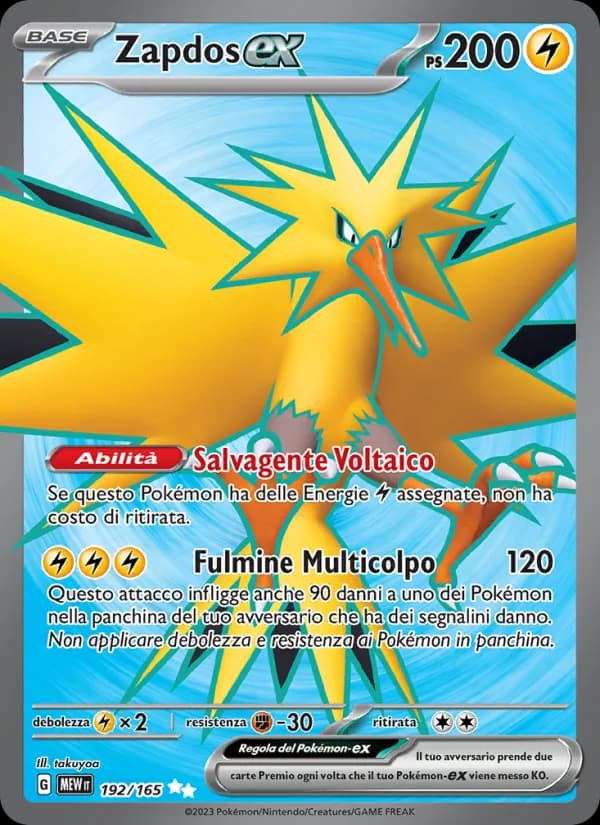 Zapdos-ex card in Italian