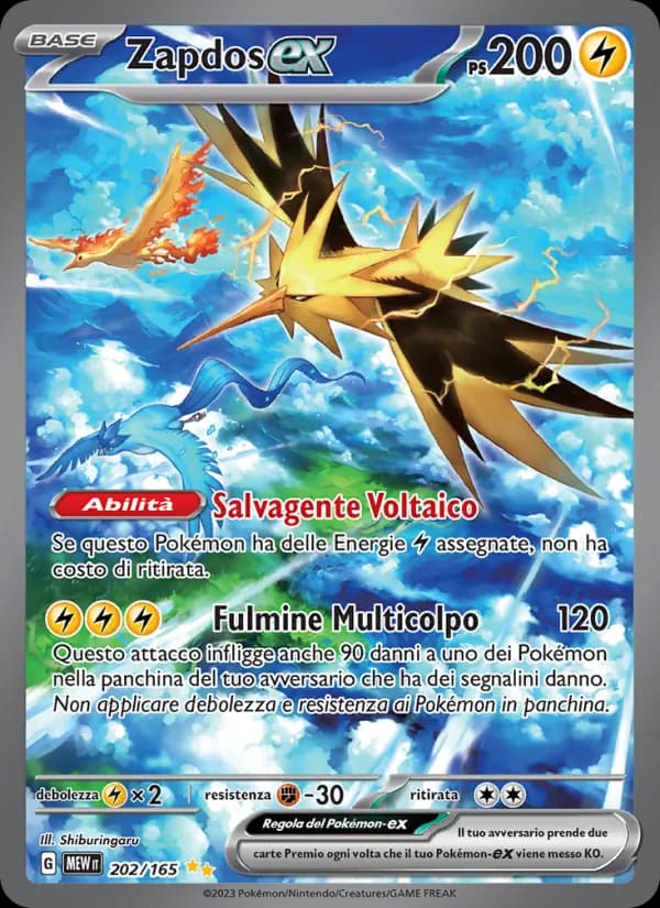 Zapdos-ex card in Italian