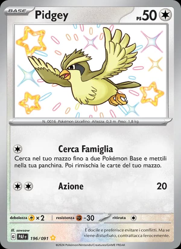 Pidgey card in Italian