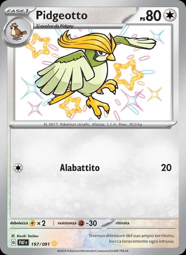 Pidgeotto card in Italian