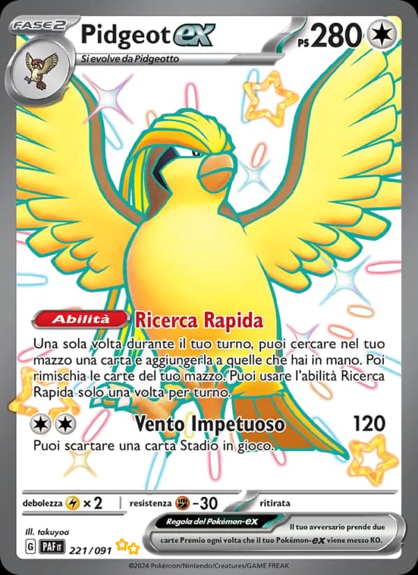 Pidgeot-ex card in Italian