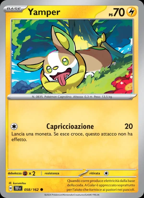 Yamper card in Italian