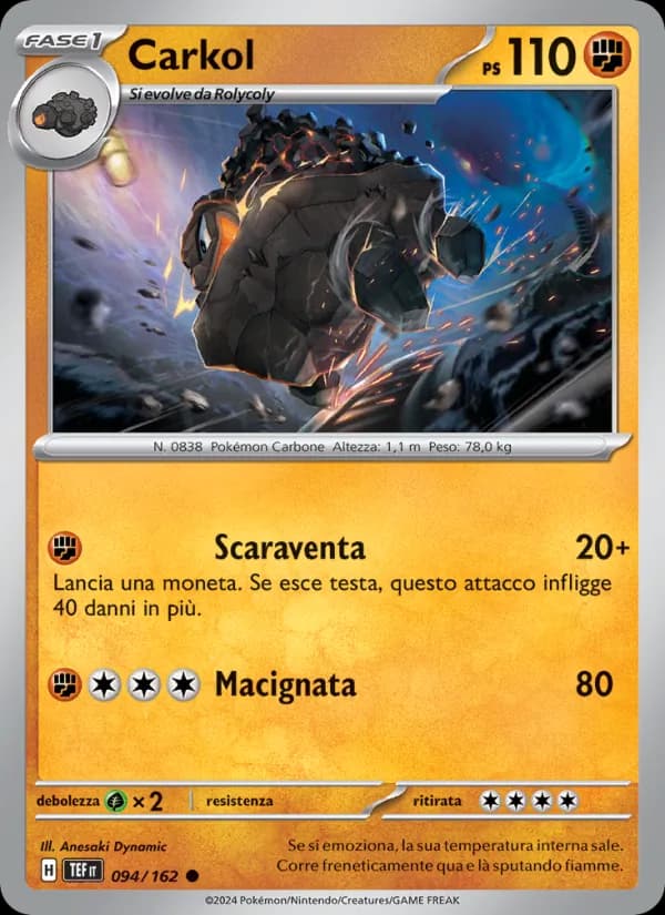 Carkol card in Italian