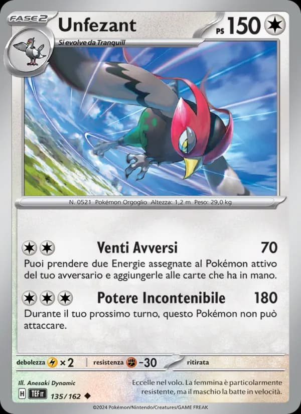 Unfezant card in Italian