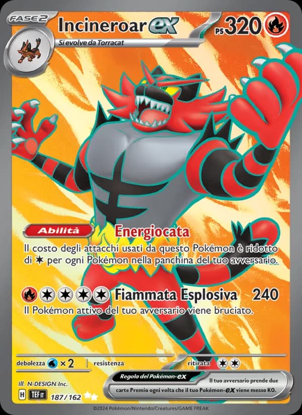 Incineroar-ex card in Italian