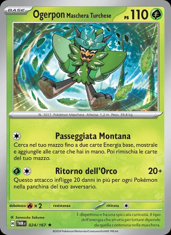 Ogerpon Maschera Turchese card in Italian