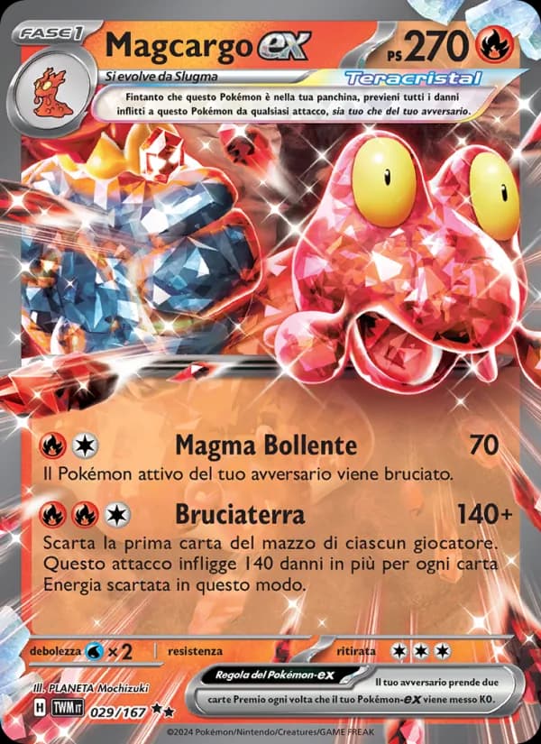Magcargo-ex card in Italian