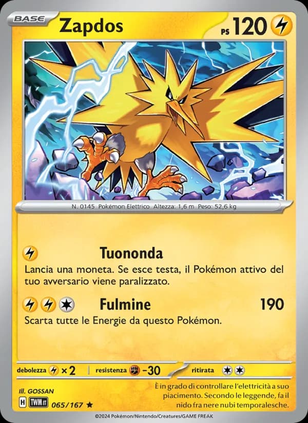 Zapdos card in Italian