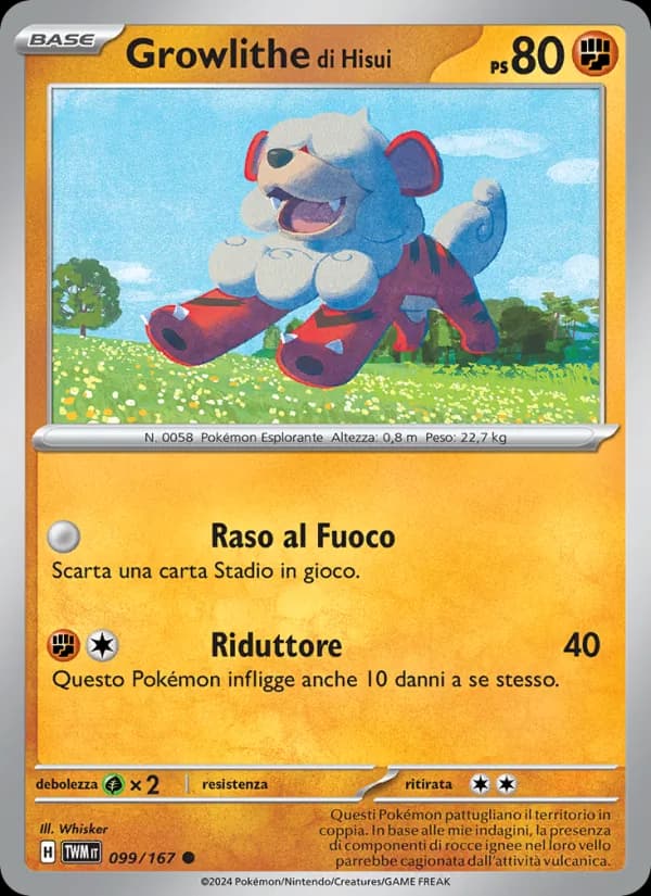 Growlithe di Hisui card in Italian