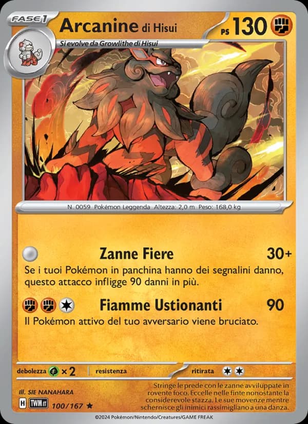 Arcanine di Hisui card in Italian