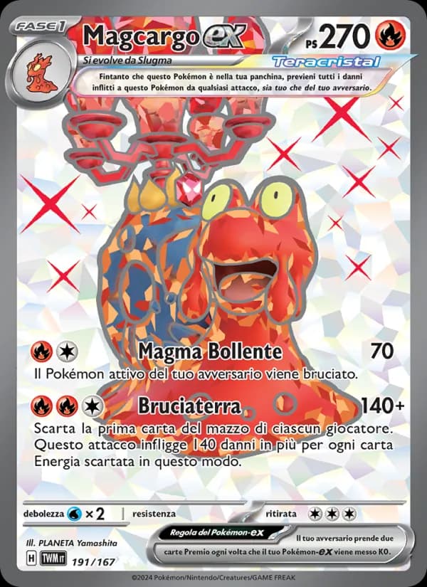 Magcargo-ex card in Italian