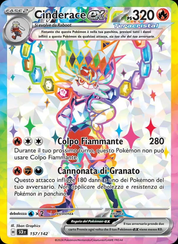 Cinderace-ex card in Italian
