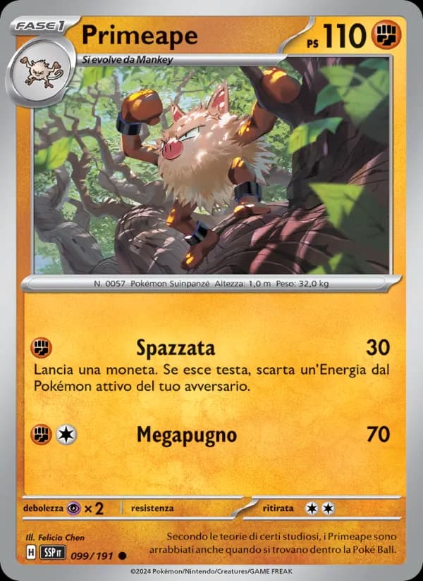 Primeape card in Italian