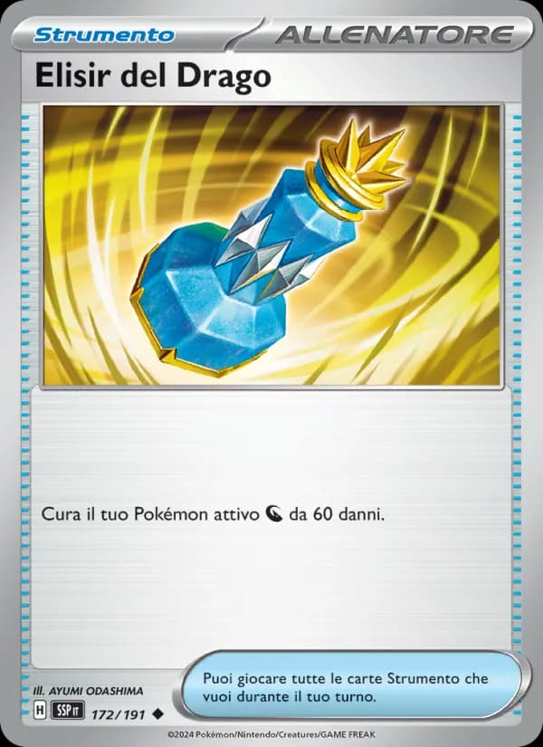 Elisir del Drago card in Italian