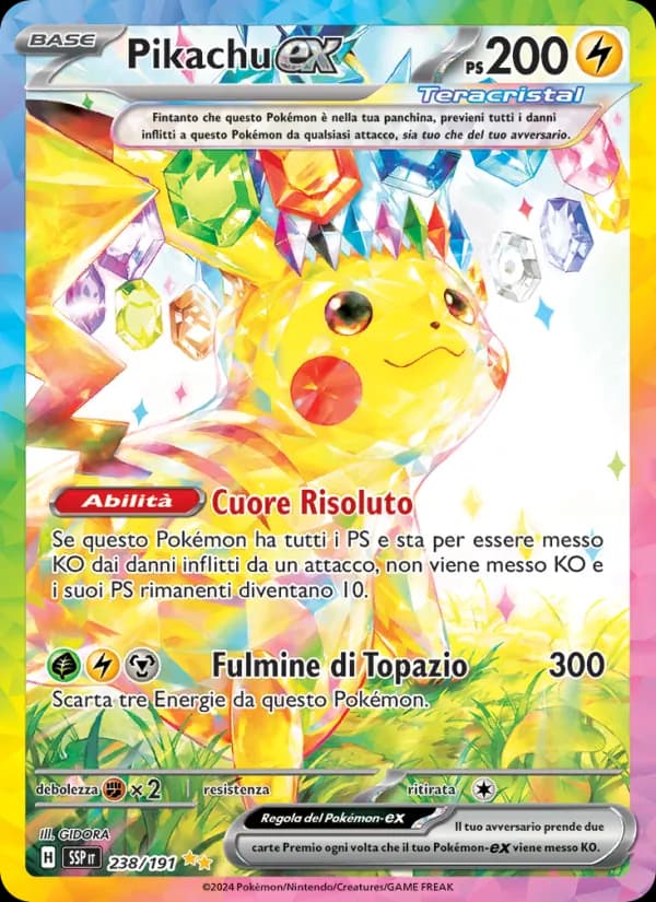 Pikachu-ex card in Italian