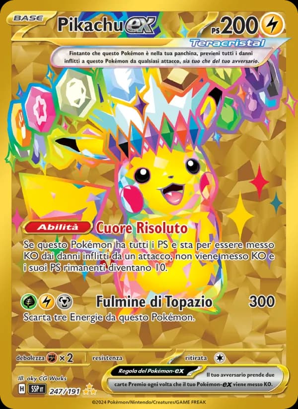Pikachu-ex card in Italian