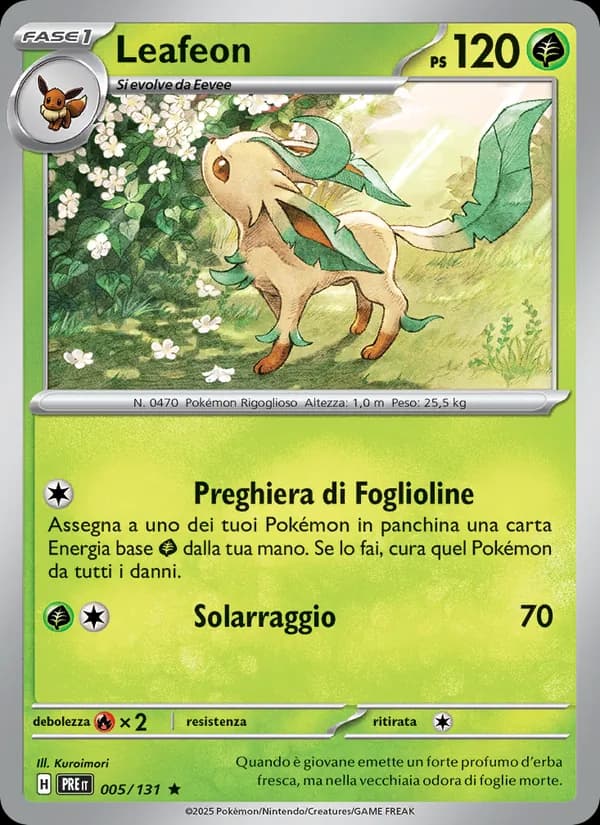 Leafeon card in Italian
