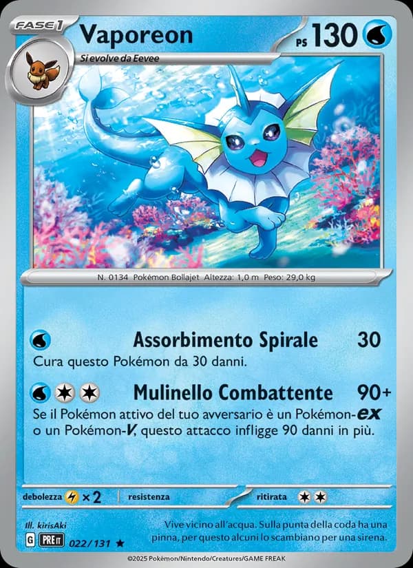 Vaporeon card in Italian