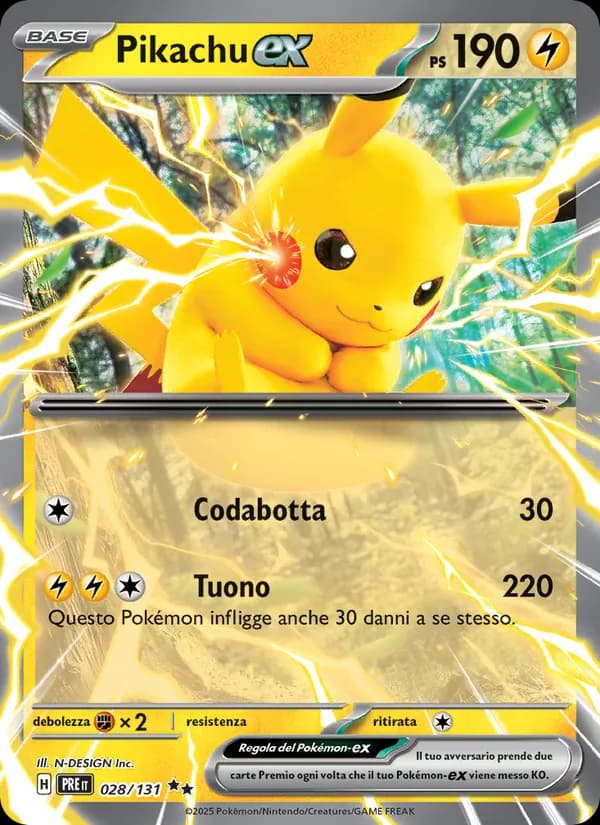 Pikachu-ex card in Italian