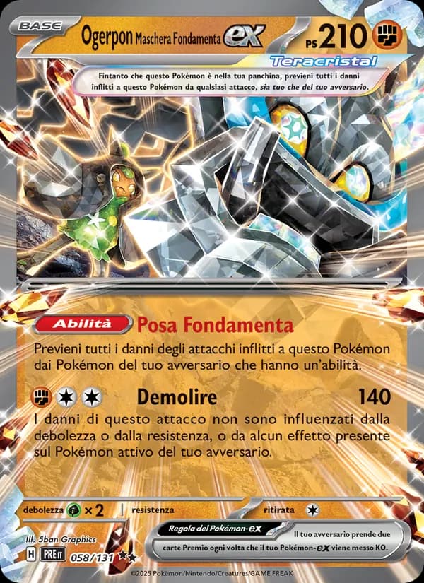 Ogerpon Maschera Fondamenta-ex card in Italian