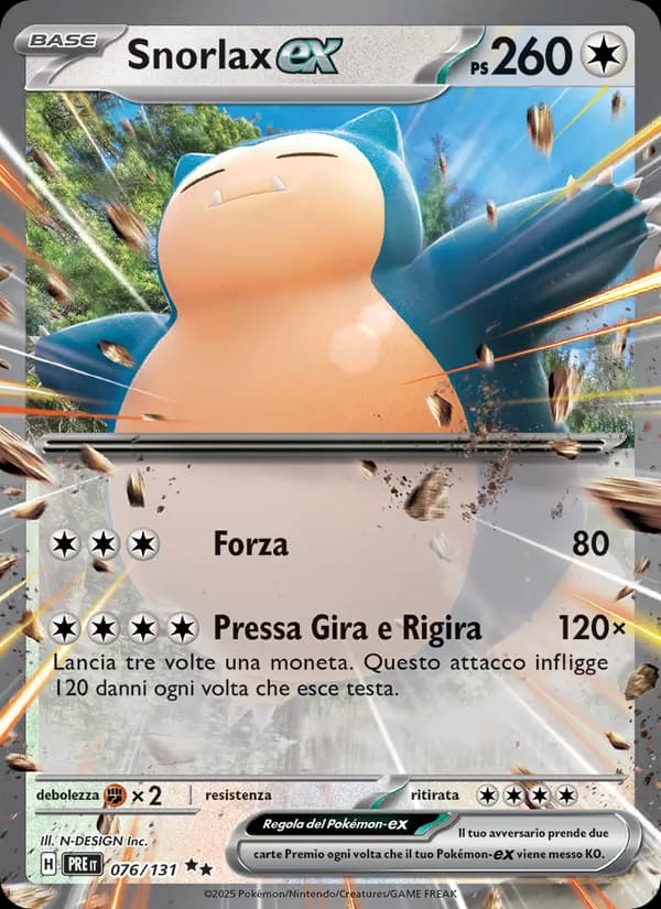 Snorlax-ex card in Italian