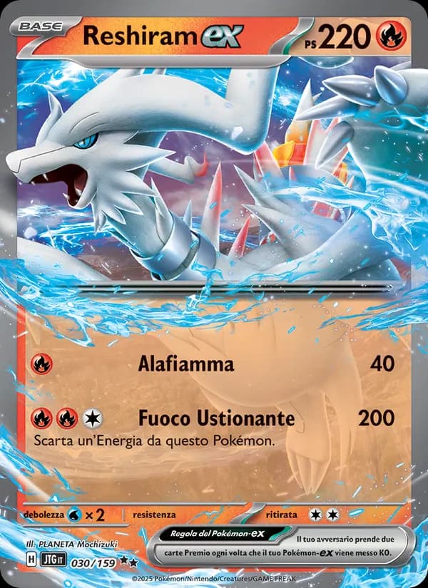Reshiram-ex card in Italian