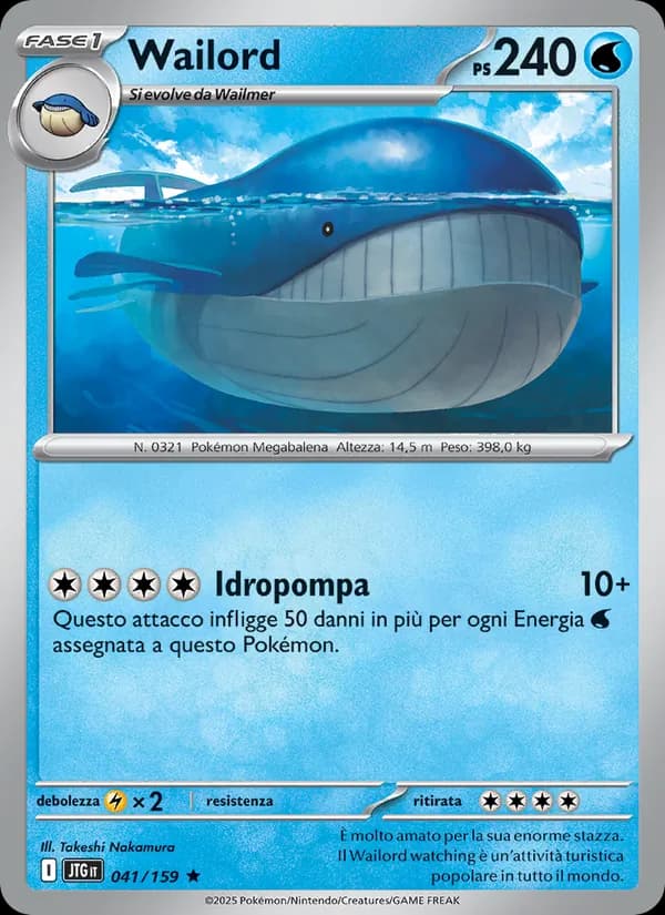 Wailord card in Italian