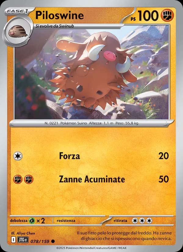 Piloswine card in Italian