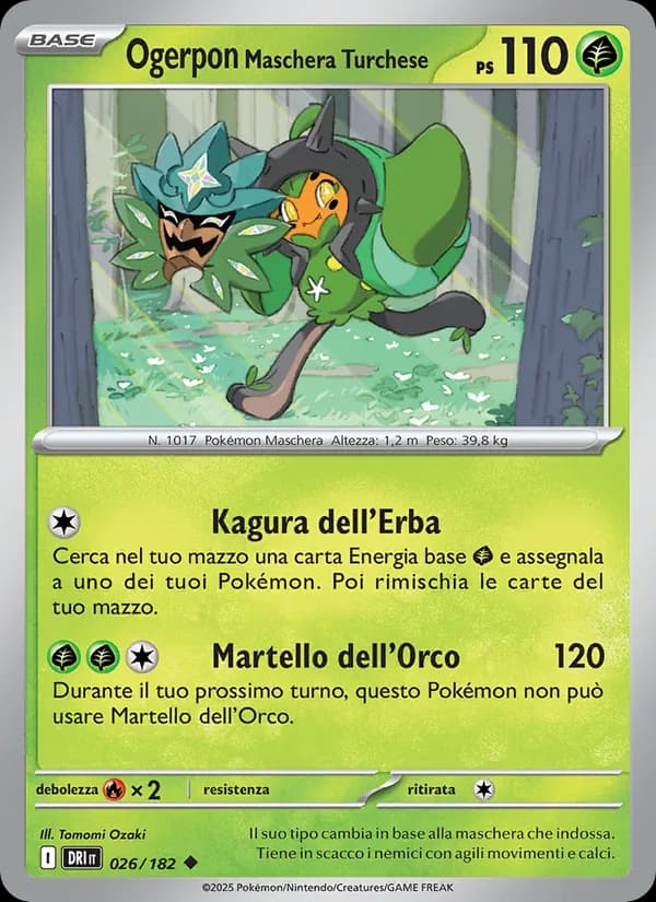 Ogerpon Maschera Turchese card in Italian