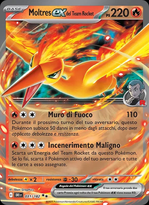 Moltres-ex del Team Rocket card in Italian