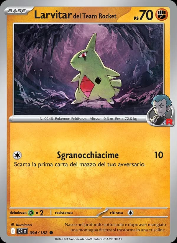 Larvitar del Team Rocket card in Italian