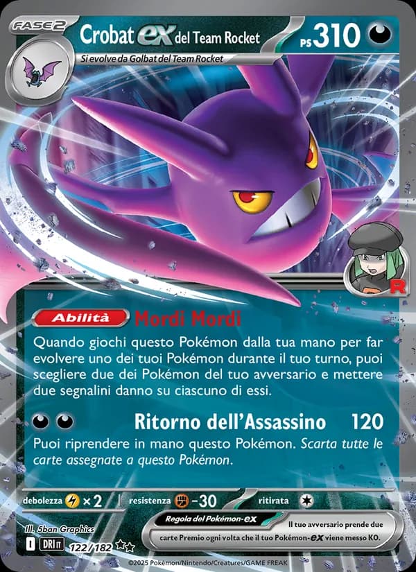 Crobat-ex del Team Rocket card in Italian