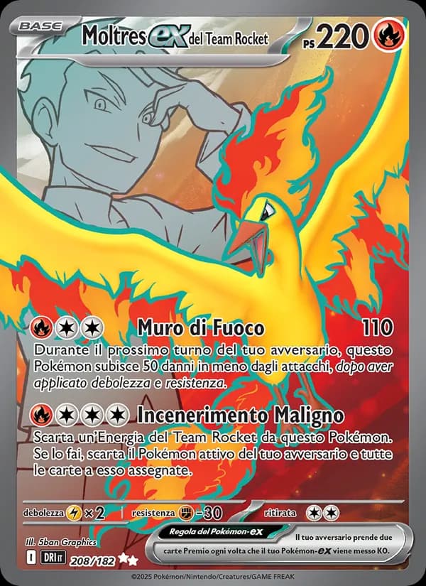 Moltres-ex del Team Rocket card in Italian