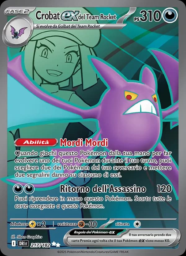 Crobat-ex del Team Rocket card in Italian
