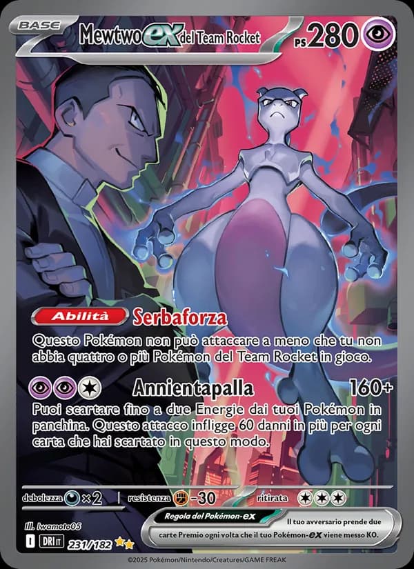 Mewtwo-ex del Team Rocket card in Italian