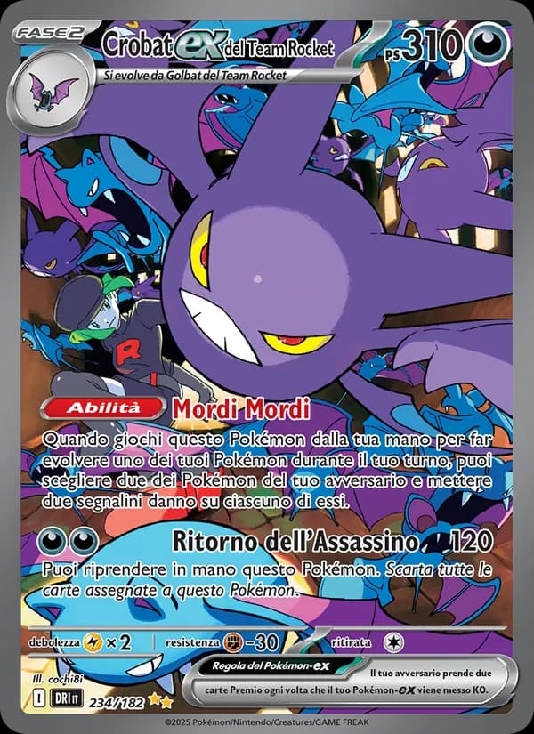 Crobat-ex del Team Rocket card in Italian