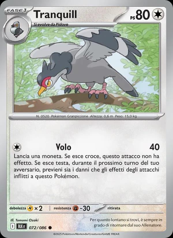 Tranquill card in Italian