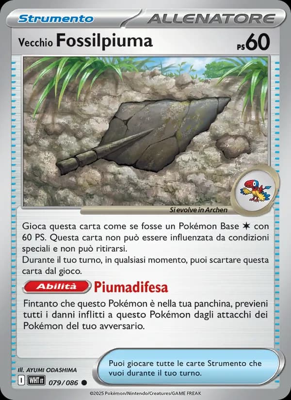 Vecchio Fossilpiuma card in Italian