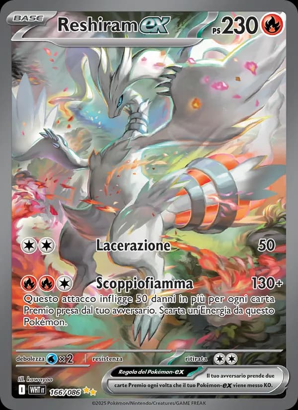 Reshiram-ex card in Italian