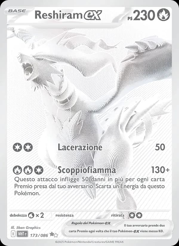 Reshiram-ex card in Italian