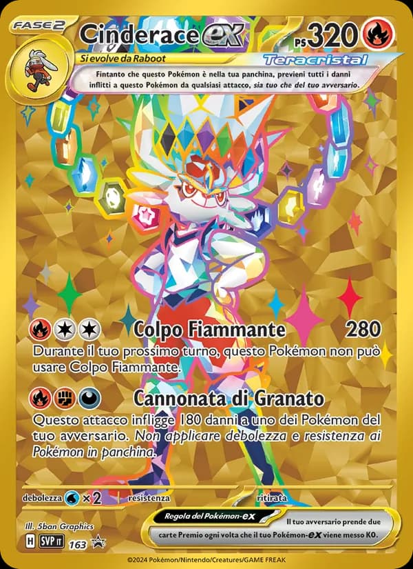 Cinderace-ex card in Italian