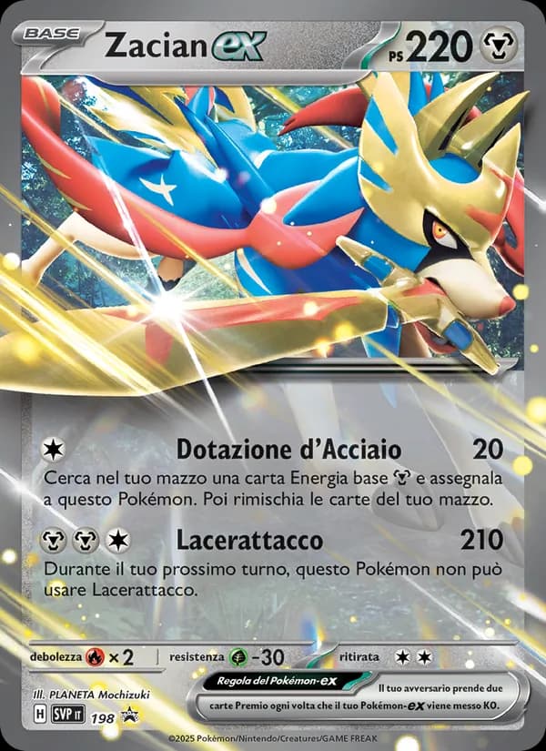 Zacian-ex card in Italian
