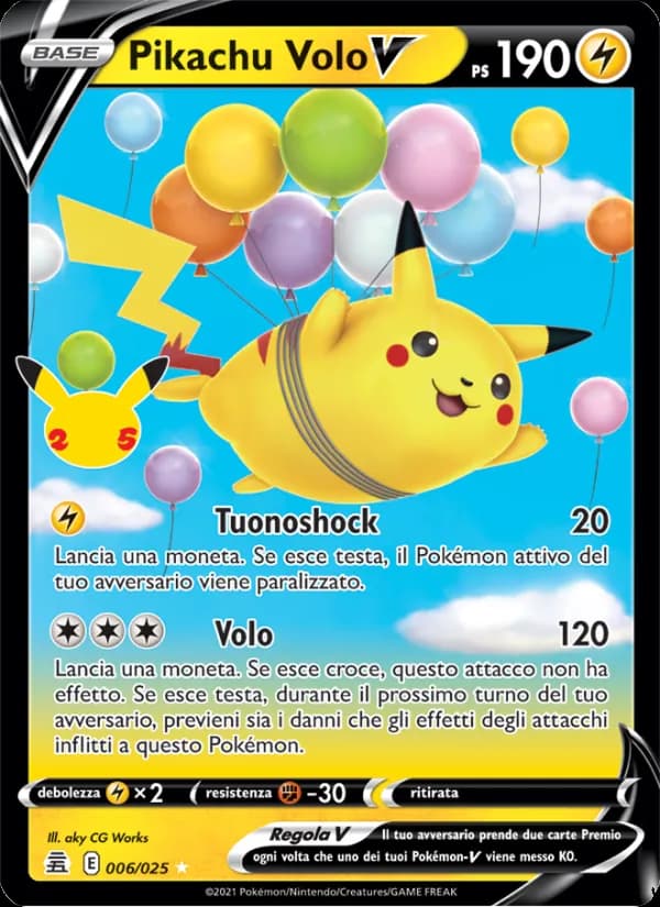 Pikachu Volo V card in Italian