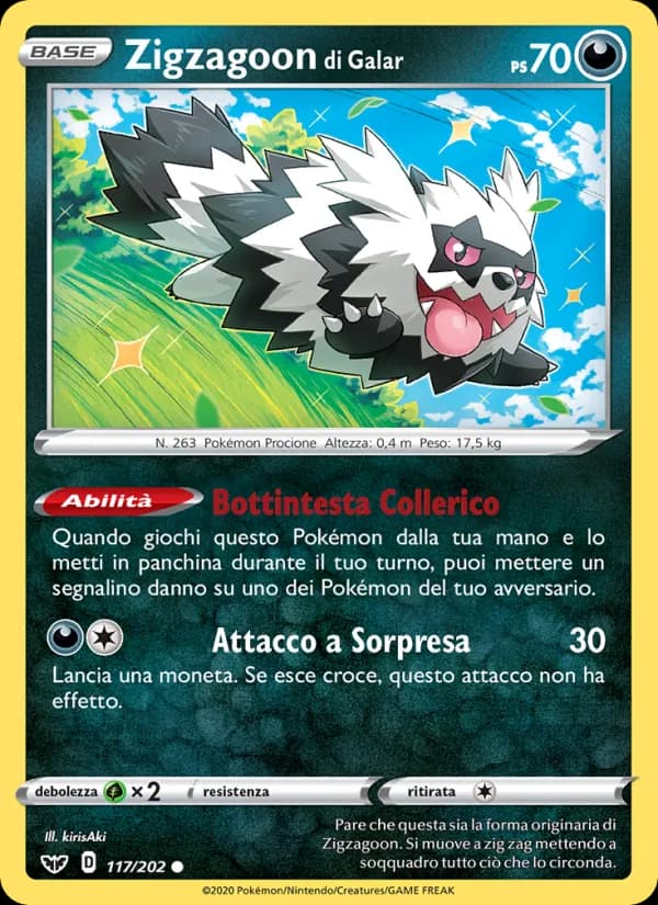 Zigzagoon di Galar card in Italian