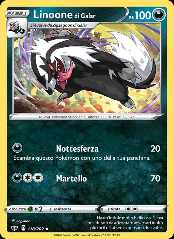 Linoone di Galar card in Italian