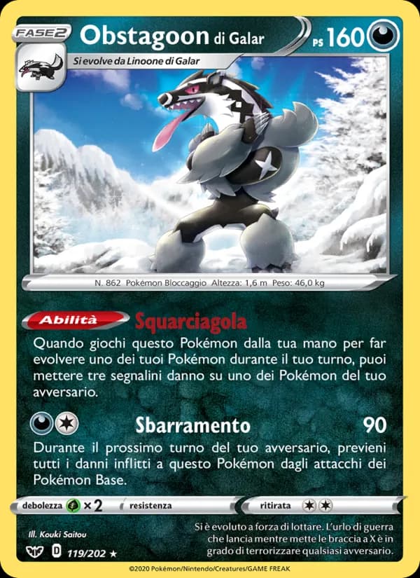 Obstagoon di Galar card in Italian